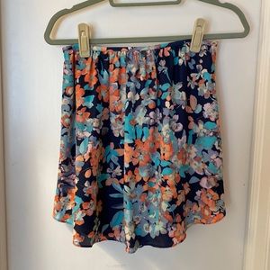 LC Lauren Conrad watercolor floral circle/skater skirt, blue/pink, size XS